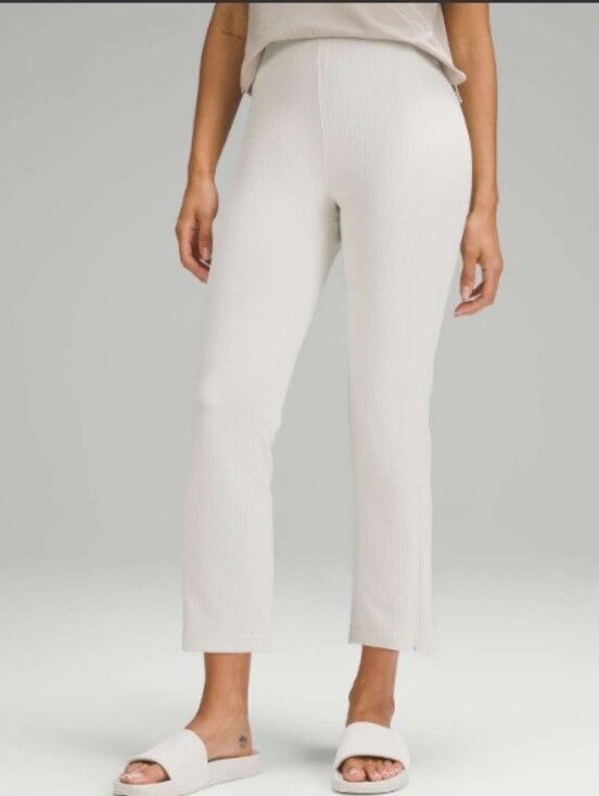 lululemon athletica Pants - Lululemon Ribbed Softstreme Zip-leg High Rise Crop Pant Bone